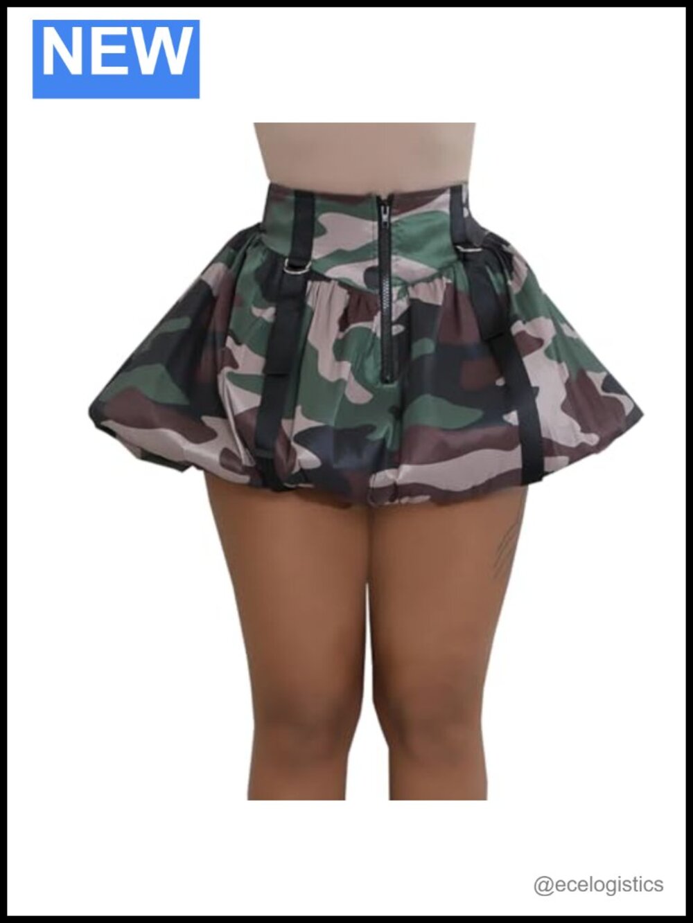 Women's High Waist Puff Bubble Mini Skirt with Stripes